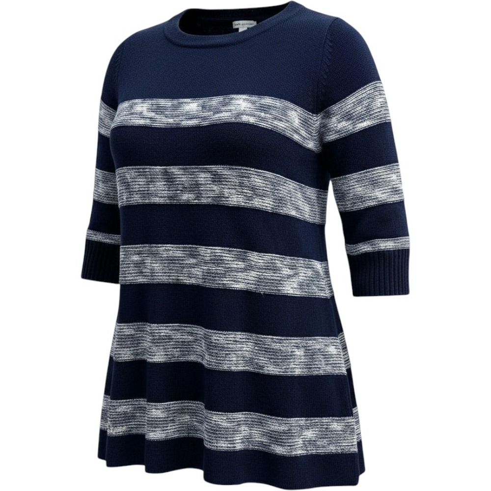 Croft & Barrow Sweater Women 3X Navy Striped 3/4 Sleeve Cotton Nautical Pullover